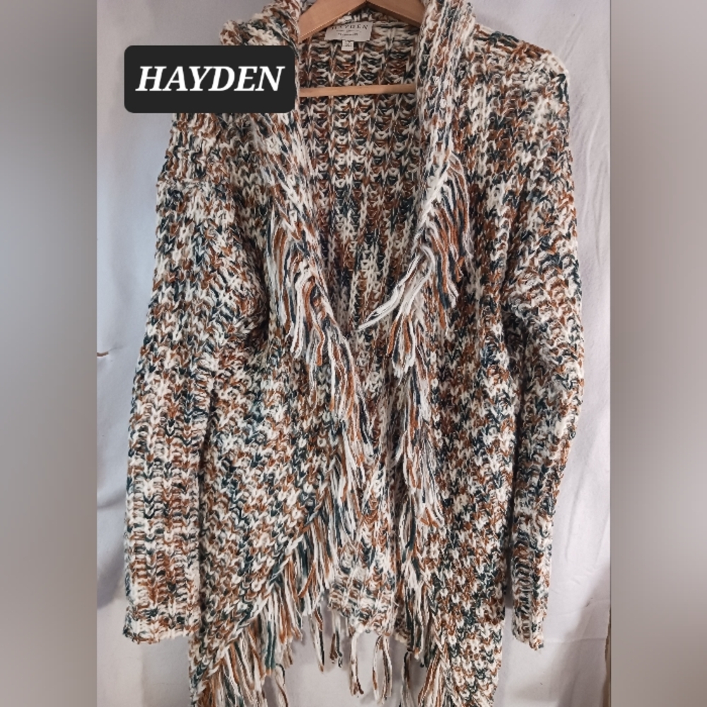 HAYDEN LOS ANGELES Fringe Sweater Hoodie Womens Small Medium